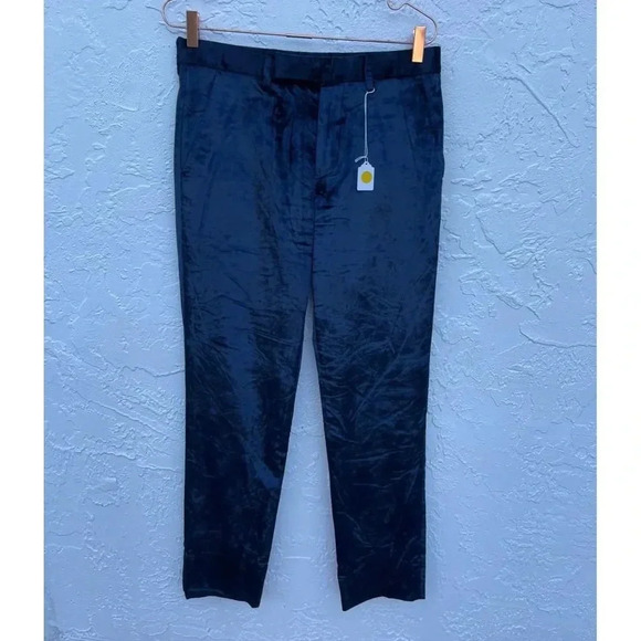 Paul Smith Womens Flat Front Velvet Trouser Pants Blue Sz M - Picture 1 of 16